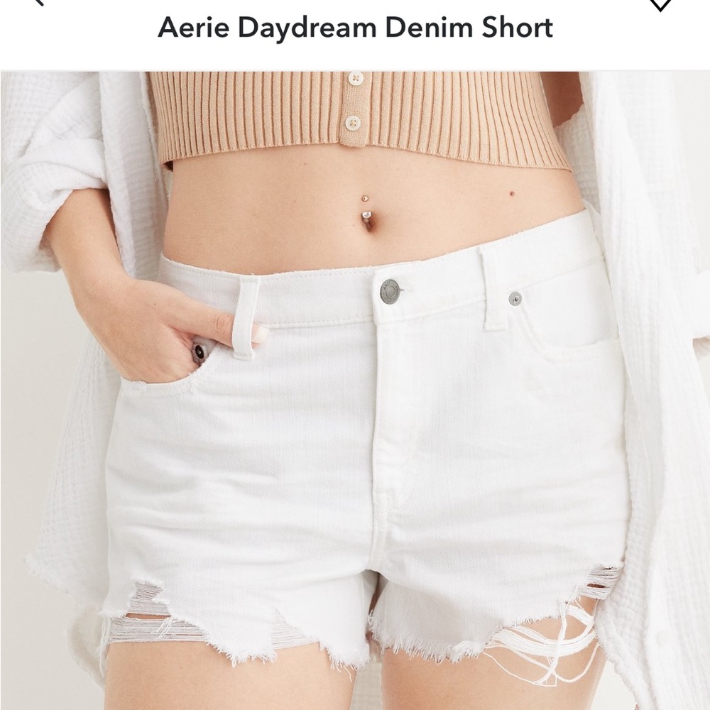 Aerie White Daydream Denim Shorts